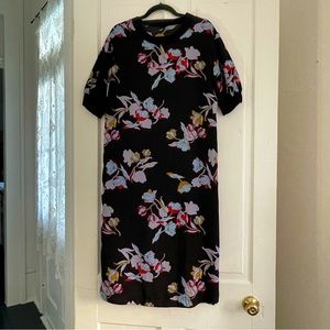 Midi Shift Dress with Striking Floral Print